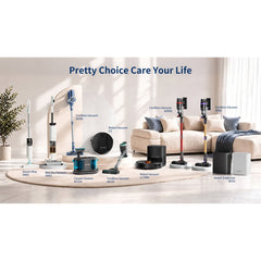 PrettyCare C2-v2 Robot Vacuum and Mop Combo Cleaner, 3-in-1, 8000Pa Suction, 5200mAh Battery, Black