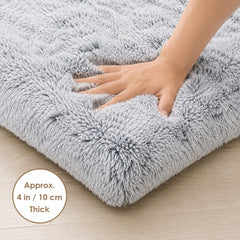 Juyafio Large Plush Dog Pet Bed,Machine Washable Mat with Non-Slip Bottom for Large and Medium Dogs, 43"x30" Gray Anti Anxiety Fluffy Bed