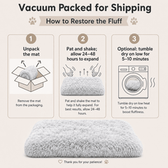 Juyafio Large Plush Dog Pet Bed,Machine Washable Mat with Non-Slip Bottom for Large and Medium Dogs, 43"x30" Gray Anti Anxiety Fluffy Bed