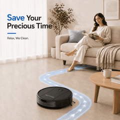 PrettyCare C2-v2 Robot Vacuum and Mop Combo Cleaner, 3-in-1, 8000Pa Suction, 5200mAh Battery, Black