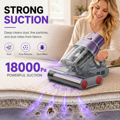 Prettycare Mattress Vacuum Bed Vacuum Cleaner with UV-C Light, Hyper Helix Motor with 16Kpa Strong Suction & 33000 RPM/Min Tapping, HEPA Filter,149℉ Heat & Ultrasonic & Anion for Bed and Pet