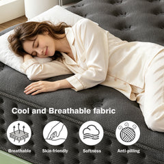 Tryagat 14” Twin Hybrid Mattress in a Box, Medium Firm Twin Size Mattresses, Cooling Gel Memory Foam Mattress with Individually Wrapped Pocket Coils, Pressure Relief