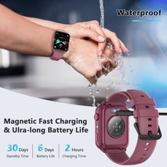 IOWODO Smart Watch for Women and Men, 1.91'' Bluetooth Calling Digital Watch, Fitness Tracker, 100+ Sports Modes, IP68 Waterproof, Android iPhone Compatible, Purple