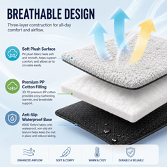 Juyafio Large Plush Dog Pet Bed,Machine Washable Mat with Non-Slip Bottom for Large and Medium Dogs, 43"x30" Gray Anti Anxiety Fluffy Bed