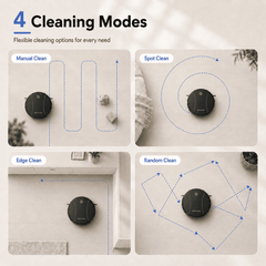 PrettyCare C2-v2 Robot Vacuum and Mop Combo Cleaner, 3-in-1, 8000Pa Suction, 5200mAh Battery, Black